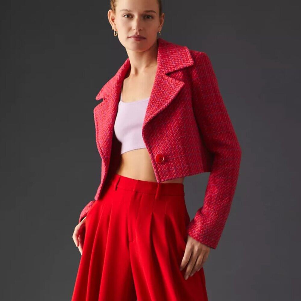 Helene Berman x Anthropologie Cropped Tweed Jacket